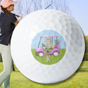Charming Cat Roze Kar Purr-fect op Par Golfballen