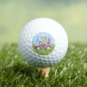 Charming Cat Roze Kar Purr-fect op Par Golfballen (Insitu Shirt)
