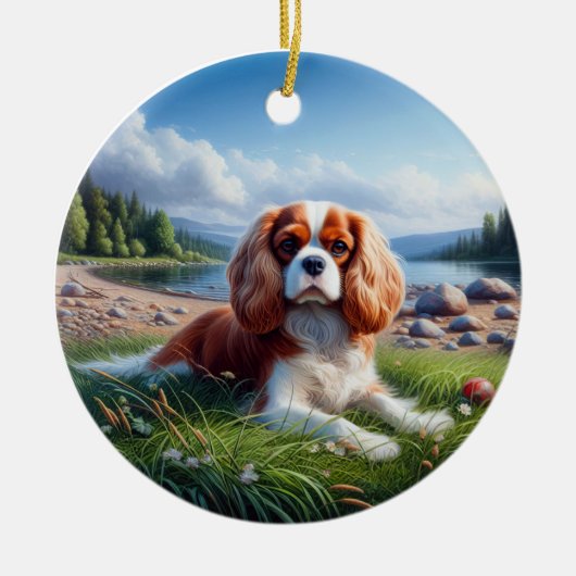 Charming Cavalier King Charles Spaniel Keepsake Keramisch Ornament (Voorkant)