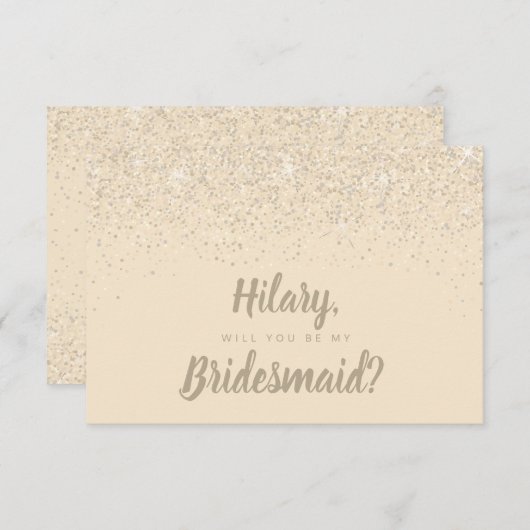 Charming Champagne Glitter Bridesmaid Kaart (Voorkant / Achterkant)