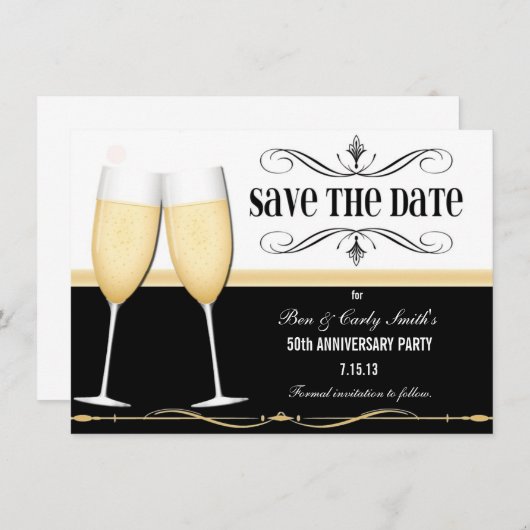 Charming Champagne Save the Date Invitation (Voorkant / Achterkant)