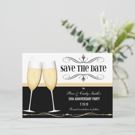 Charming Champagne Save the Date Invitation (Staand voorkant)