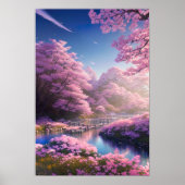 Charming Cherry Blossom Sunset Poster (Voorkant)
