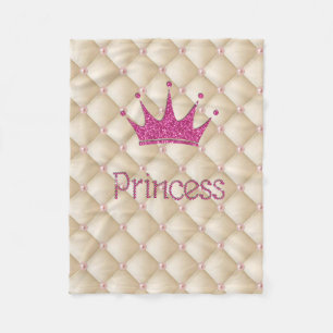 Charming Chic Pearls, Tiara, Princess, Glittery Fleece Deken