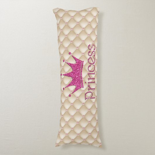 Charming Chic Pearls, Tiara, Princess, Glittery Lichaamskussen (Voorkant Verticaal)