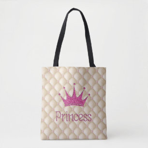 Charming Chic Pearls, Tiara, Princess, Glittery Tote Bag