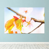Charming Chic Sakura Flower and Leaves in Spring Canvas Afdruk (Insitu (Houten vloer))