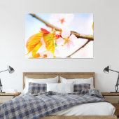 Charming Chic Sakura Flower and Leaves in Spring Canvas Afdruk (Insitu (Slaapkamer))