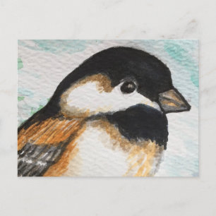 Charming Chickadee Bird Waterverf Cute Small Briefkaart