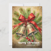 Charming Christmas bells classic holly berries  Feestdagenkaart (Voorkant)