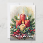 Charming Christmas candles rustic holly greeting Feestdagenkaart (Voorkant)
