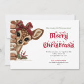 Charming Christmas peeking reindeer greeting card Feestdagenkaart (Voorkant)