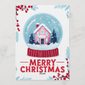 Charming Christmas Snow Globe Holiday Card Kaart (Achterkant)
