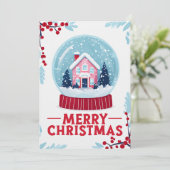 Charming Christmas Snow Globe Holiday Card Kaart (Staand voorkant)