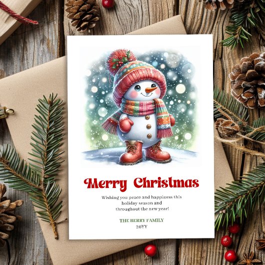 Charming Christmas snowman classic kids greeting  Feestdagenkaart