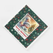 Charming Christmas Snowman Napkins Personalized  Servet (Hoek)