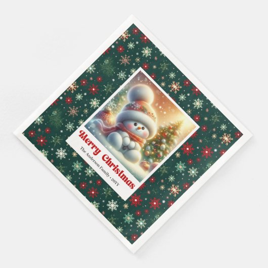Charming Christmas Snowman Napkins Personalized Servet (Hoek)