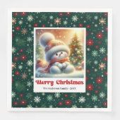 Charming Christmas Snowman Napkins Personalized  Servet (Voorkant)