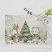 Charming Christmas tree with animals Christmas Feestdagenkaart (Staand voorkant)