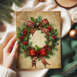 Charming Christmas wreath tissue paper rustic tone Tissuepapier