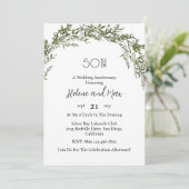 Charming Classic Greenery Wedding Anniversary  Kaart (Staand voorkant)