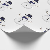 Charming Classic Snowman with Blue Scarf Cadeaupapier (Hoek)
