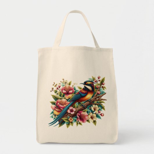 Charming Colorful Bird and Flower Tote Bag (Voorkant)