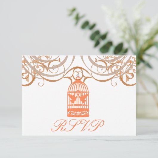 Charming Coral Birdcage Rsvp (Staand voorkant)