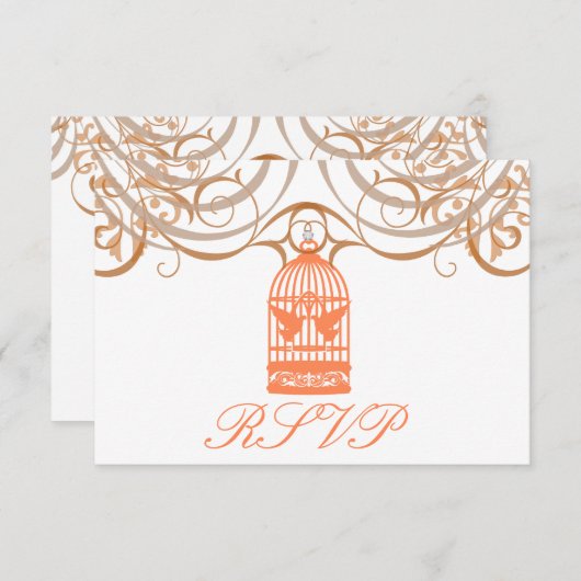 Charming Coral Birdcage Rsvp (Voorkant / Achterkant)