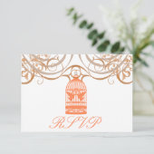 Charming Coral Birdcage Rsvp Kaartje (Staand voorkant)