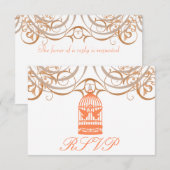 Charming Coral Birdcage Rsvp Kaartje (Voorkant / Achterkant)