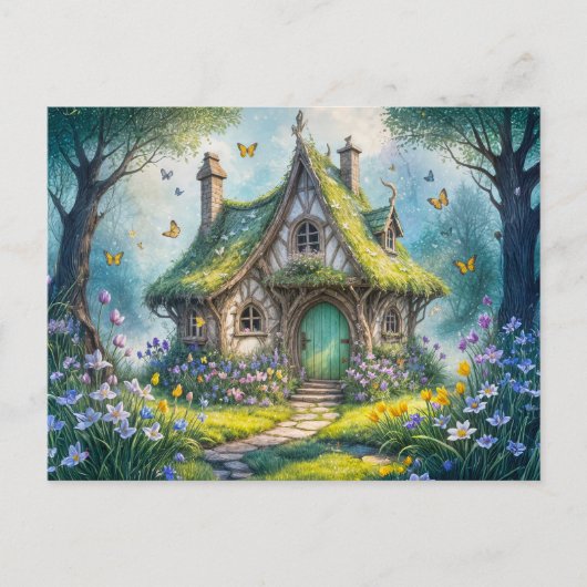 Charming Cottage with Crocus Blooms Briefkaart (Voorkant)