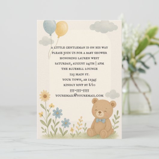 Charming Cub Baby Shower Invitation Kaart (Staand voorkant)