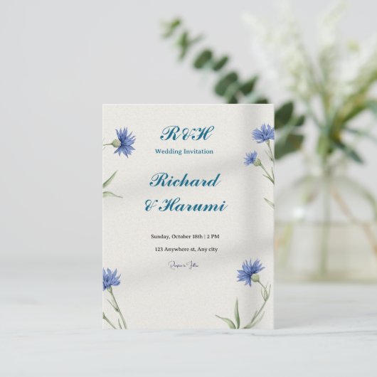 "Charming Custom Wedding Invitation" Briefkaart (Staand voorkant)