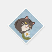 Charming Cute Gray Cat with a Chamomile FLower Servet (Hoek)