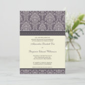Charming Damask 5x7 huwelijksuitnodiging: pruim Kaart (Staand voorkant)