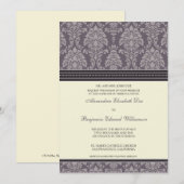 Charming Damask 5x7 huwelijksuitnodiging: pruim Kaart (Voorkant / Achterkant)