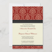 Charming Damask 5x7 huwelijksuitnodiging: Rood Kaart (Voorkant)