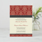 Charming Damask 5x7 huwelijksuitnodiging: Rood Kaart (Staand voorkant)