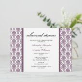 Charming Damask Rehearsal Dinner Invite (lavender) Kaart (Staand voorkant)