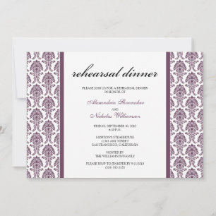 Charming Damask Rehearsal Dinner Invite (lavender) Kaart