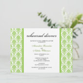 Charming Damask repesal Dinner Invitation (limoen) Kaart (Staand voorkant)