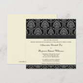 Charming Damask Square Wedding Invitation: zwart Kaart (Voorkant / Achterkant)