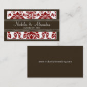 Charming Damask Wedding Web Visitekaartje (rood) (Voorkant / Achterkant)