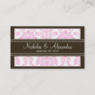 Charming Damask Wedding Web Visitekaartje (roze)