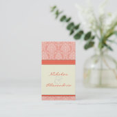 Charming Damask Wedding-webkaart (koraal/ivoor) Visitekaartje (Staand voorkant)