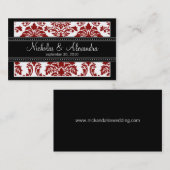 Charming Damask Wedding-webkaart (rood/zwart) Visitekaartje (Voorkant / Achterkant)