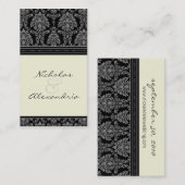 Charming Damask Wedding-webkaart (zwart/ivoor) Visitekaartje (Voorkant / Achterkant)