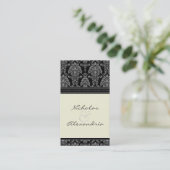 Charming Damask Wedding-webkaart (zwart/ivoor) Visitekaartje (Staand voorkant)