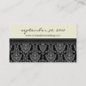 Charming Damask Wedding-webkaart (zwart/ivoor) Visitekaartje (Achterkant)